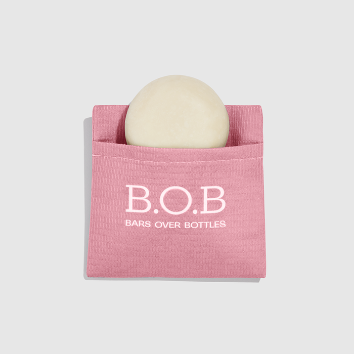 bolsinha para transporte de shampoo em barra bob rosa
